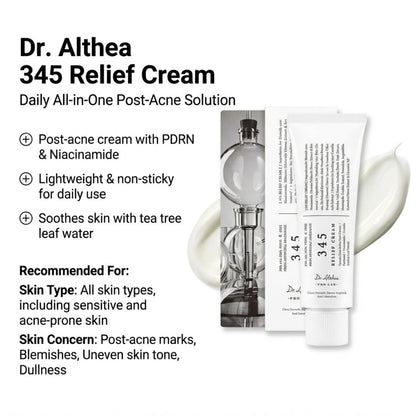 Dr. Althea 345 Relief Cream 50ml – Soothing Barrier Repair Gel-Cream for Acne-Prone & Sensitive Skin