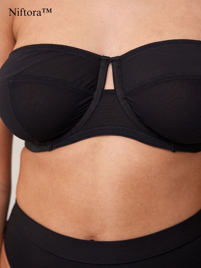 Niftora™ Black Strapless Mesh Bra